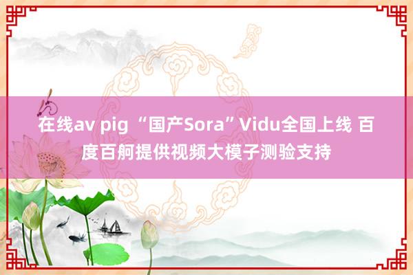 在线av pig “国产Sora”Vidu全国上线 百度百舸提供视频大模子测验支持