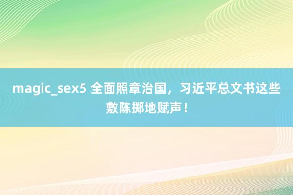 magic_sex5 全面照章治国，习近平总文书这些敷陈掷地赋声！